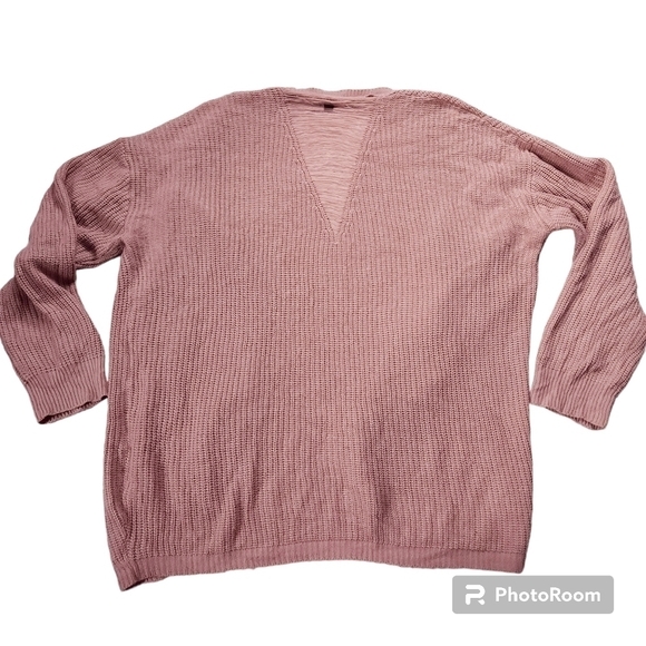 Dusty Pink Open Front Boho Artsy Loose Knit Cardigan Sweater Plus Size 3X - Picture 2 of 4